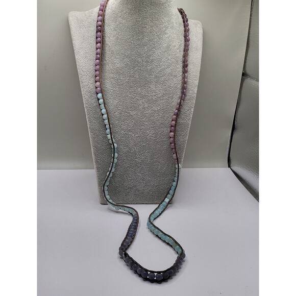 Boho Leather Beaded Necklace Pandora S925 Charm Wrap Style 19 Inch - Picture 2 of 13